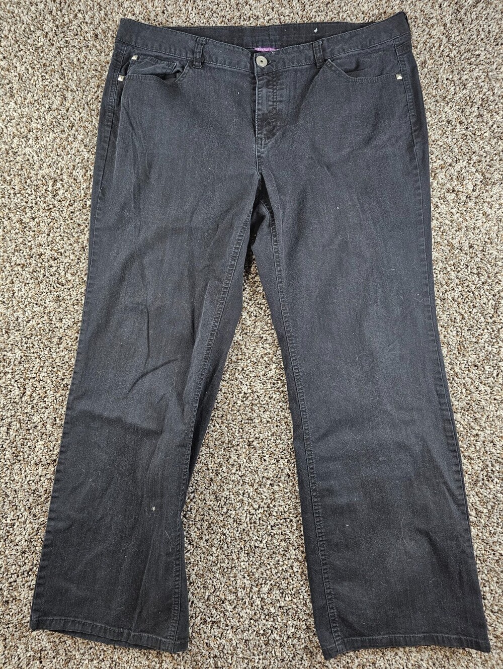 Vintage Beverly Drive Womens Sz 18 Straight Leg Jeans Black Rhinestone Bling